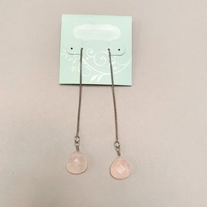 Maurice’s Womens Silver and Pale Pink Long Crystal Drop Earrings